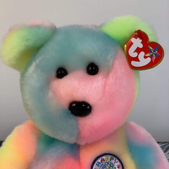 Ty (22) Pastel Rainbow Beanie Baby Bear - Picture 2 of 11
